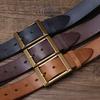 Retro Thickened First-Layer Cowhide Copper Buckle Belt Men'S Genuine Leather Pin Buckle Trendy Versatile High-End Tough Guy Rein Belt