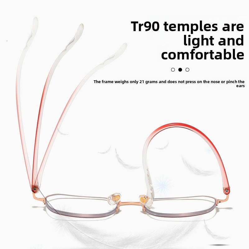 2025 Fashion Reading Glasses Women's INS Style Metal Oversized Frame Ultra-Lightweight Personalized Presbyopia Glasses