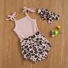 Комплект из 3 предметов для новорожденных девочек: костюмы, топы на бретельках, комбинезоны + шорты с леопардовым принтом + комплекты с повязками на голову