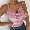 Fashion Women Sexy Backless Halter Top 2023  Summer Y2k Corset Crop Top Solid V Neck Vest Shirt Slim Blusas For Girl 25983