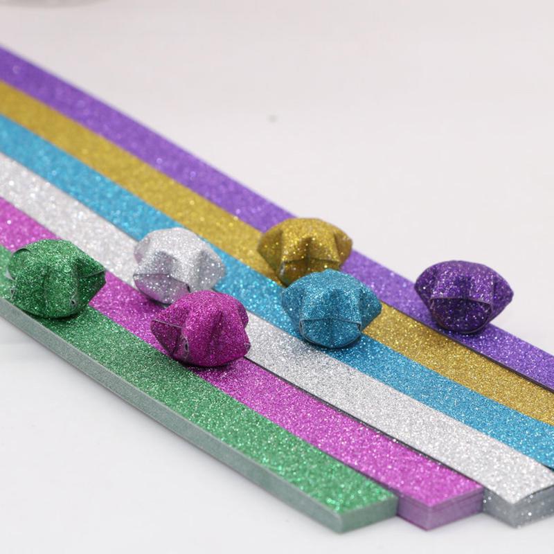 Glitter Origami Wishing Stars: Handmade Five-Pointed Colored Paper for Star Folding with Optional Colors