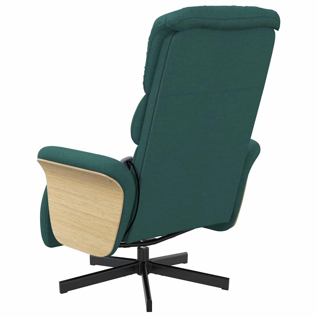 Massage Chair with Footrest Dark Green Fabric