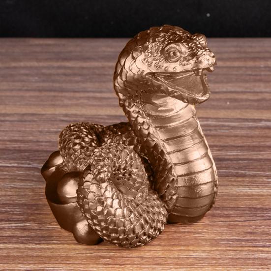 Статуэтка змеи китайского зодиака, коллекционная статуэтка змеи богатства из смолы 2025 года, украшение по фен-шуй для домашнего стола, книжной полки, декор