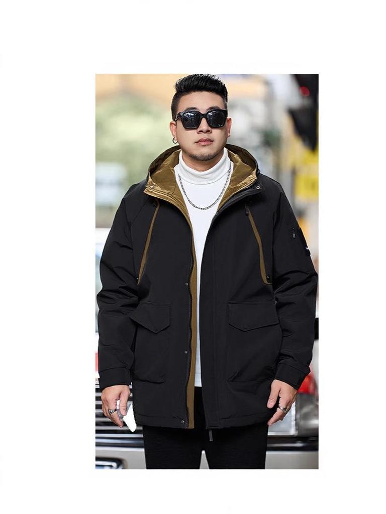 Мужская хлопковая куртка средней длины с капюшоном большого размера - Зимняя модная марка 808
