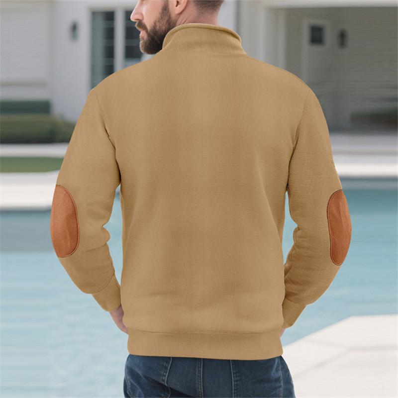 Autumn Winter Men's Half Zipper Patchwork Sweatshirts Long Sleeve Casual Fashion Hoodies Harajuku Fashion Pullovers Sweatshirt