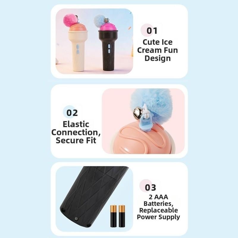 New Ice Cream Shape Electric Cat Teaser Toy with Replacement Balls Portable Automatic Cat Toy Plastic Interactive Cat Toy Pet