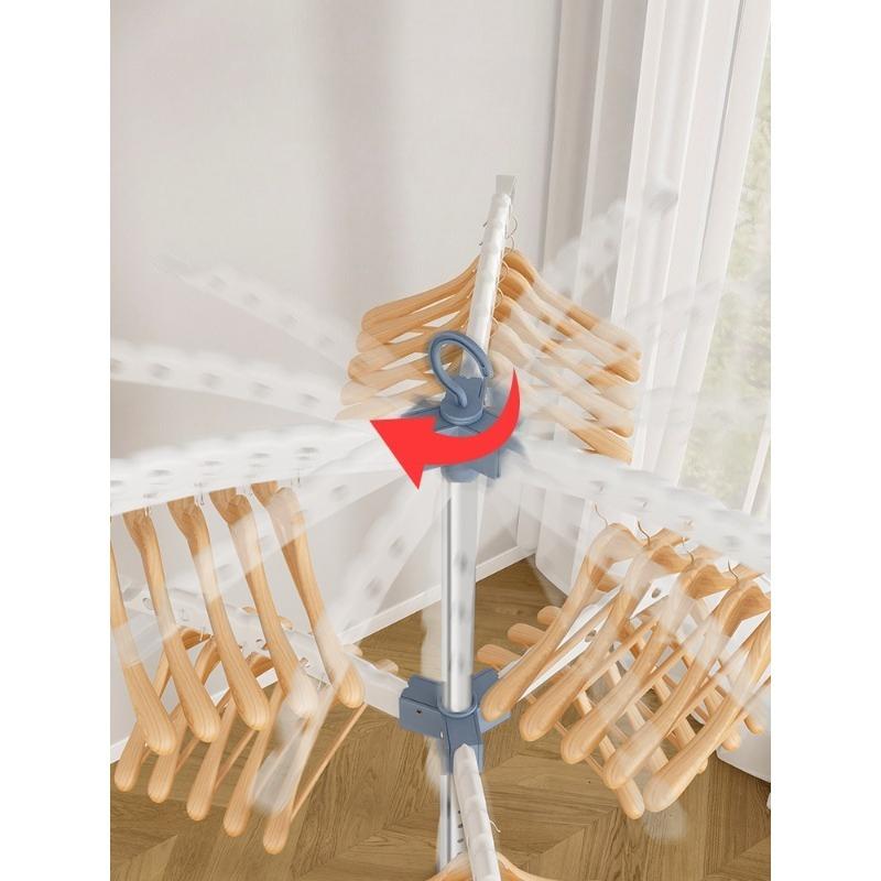 Раздвижная сушилка для одежды Сверхпрочная складная стойка для белья для балкона Вращающаяся на 360° вешалка для одежды с расширением 1,8 м