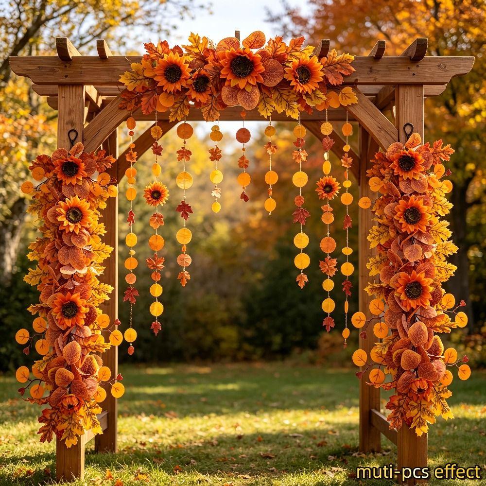 Hanging Ornament Wall Hanging Garland Yellow Simulatied Sunflower Wall Hanging  Home Decoration