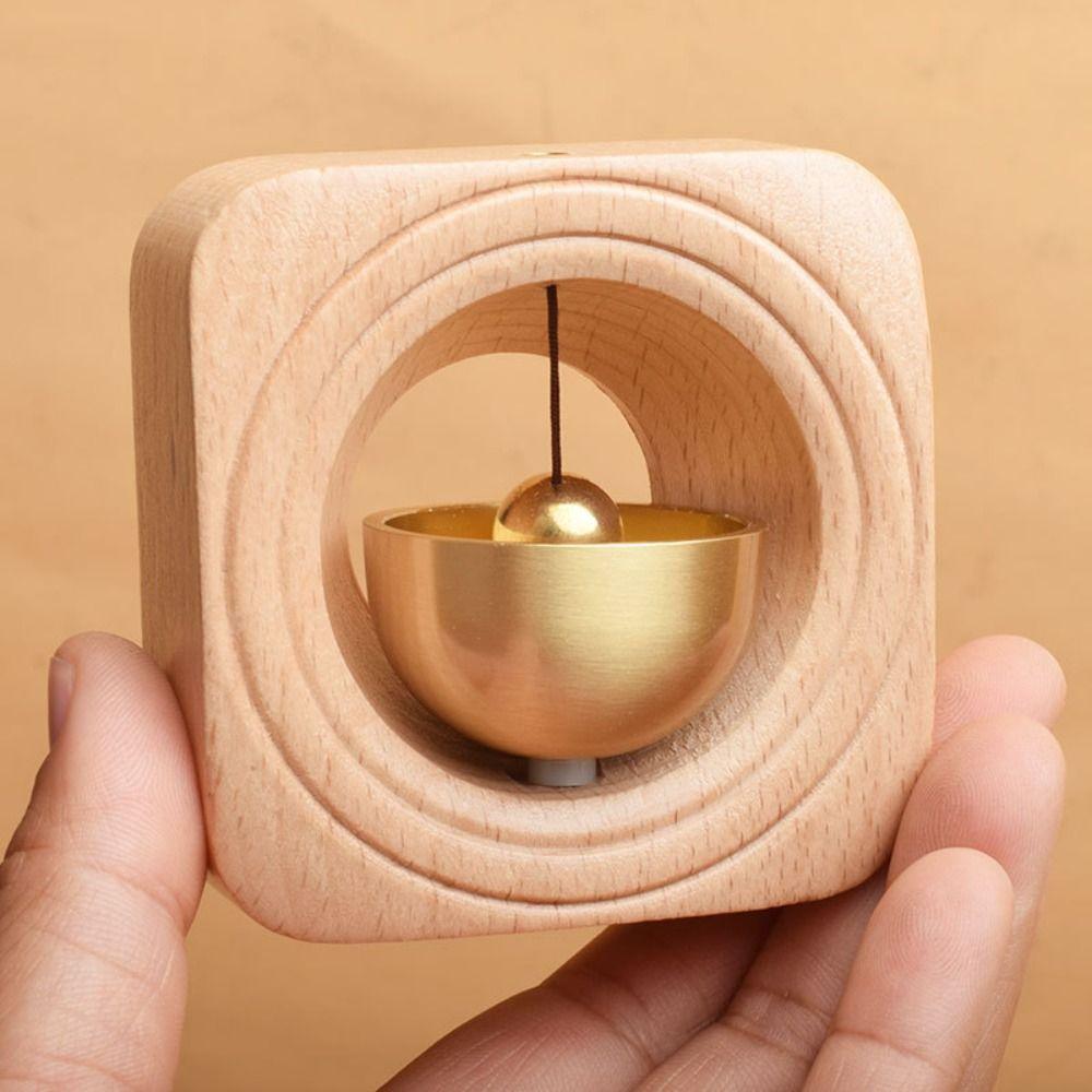 Kawaii Solid Wooden Magnetic Doorbell Japanese Style Entrance Door Bell Pendant Desk