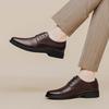 Men's Genuine Leather Lace-Up Oxford Shoes Classic Formal Business Dress Shoes Comfortable Slip-Resistant Sole for Wedding Flats