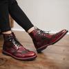 Men Lace-Up High Top Brogue Carved Business Boots