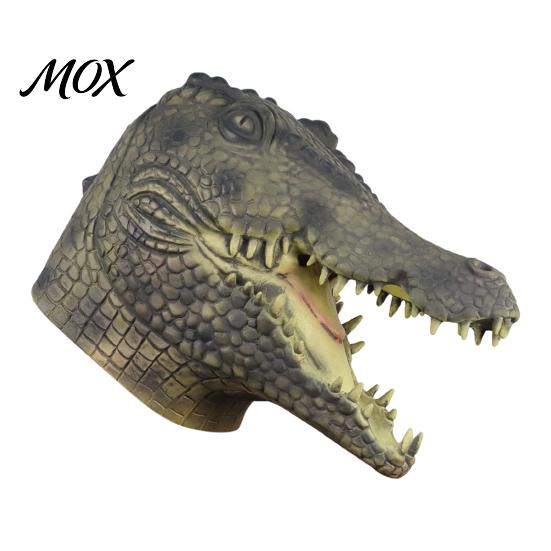 Comfortable Breathable Costume Mask Realistic Crocodile Latex Full Head for Adults, Scary Animal Long Wear Headgear with Vents, Halloween Cosplay
