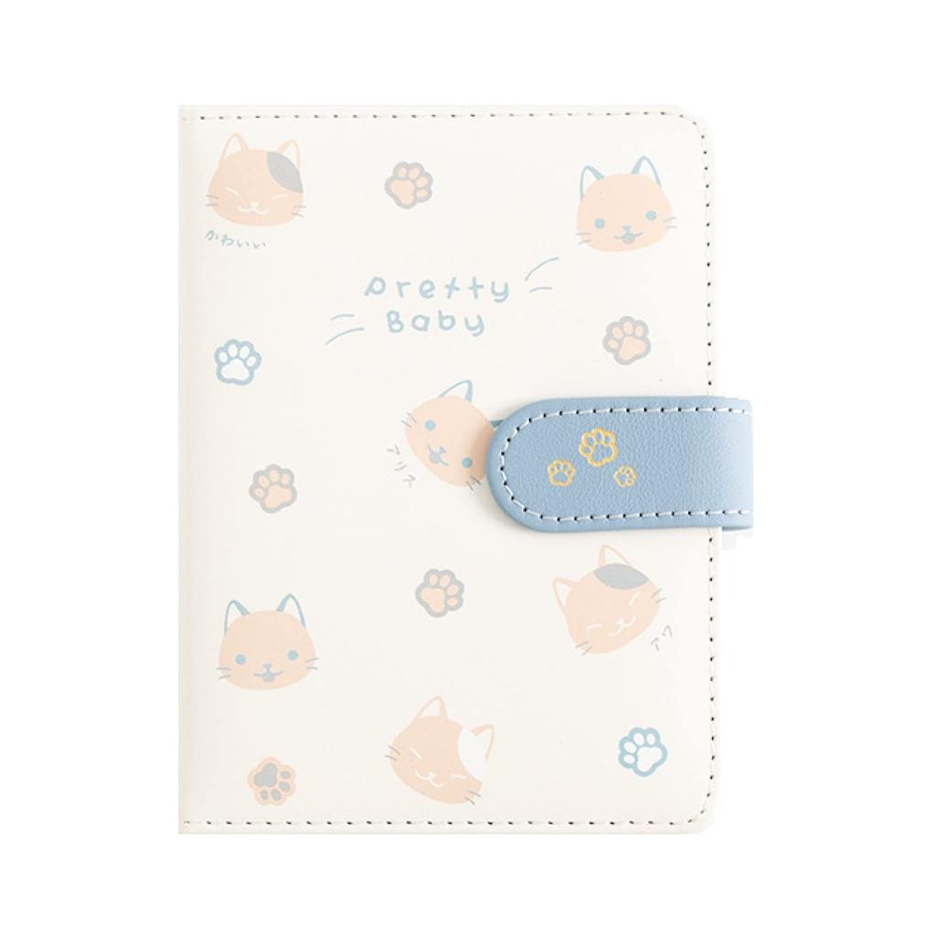 Cute Cat Design Notebook Cute Cat PU Leather Magnet Buckle Notebook Student Diary Notebook 64K Cat Cover Writing Utensils Pencil Stationery Girl New
