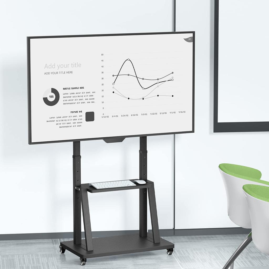 ТВ-стойка UNHO с большим настенным креплением для телевизора, высокая грузоподъемность 80 высота, дисплей для монитора, телевизор, телевизор для коммерческого использования и дома, ролики, 32-100 дюймов, стойка, телевизор,