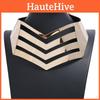 Fashionable Solid Color V Shaped Hollow Design Women Metal Necklace Collar