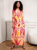 EDOLYNSA Yellow Kaftan Women's Robe Lightweight Relaxed House dress Beach dress Vibrant color Boho Caftan Moo Moo Dress Q1289