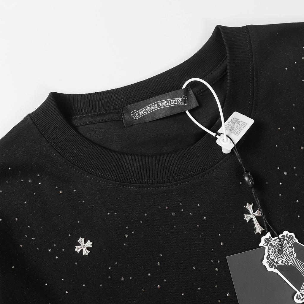 9992 CHROME HEARTS 2025 Лето Новая Высококачественная Хлопковая Круглая Горловина Свободная Футболка Большого Размера Для Мужчин и Женщин Парная Футболка