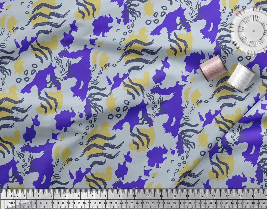 Soimoi Red Japan Crepe Satin Fabric Zebra & Leopard Animal Skin Print Fabric by the Metre 42 Inch