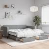 VidaXL Daybed with Trundle and Drawers Light Grey 100x200 Cm Fabric 3196875