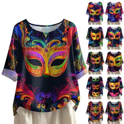 Женская модная и повседневная рубашка с полурукавом и круглым вырезом, блузка из хлопка и льна