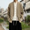 2025 Осень и Зима Новая Модная Мужская Вельветовая Однотонная Кардиган Куртка в Китайском Стиле Японская Свободная Даосская Мантия
