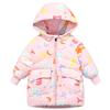 Детская пуховая куртка для девочек средней длины, новый стиль, утепленное стильное пальто для маленьких и средних детей