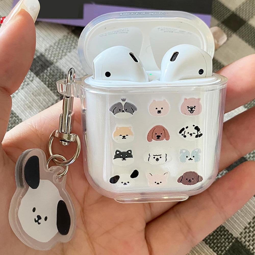 For Apple AirPods wireless bluetooth headset protective case case ins cute puppy creative transparent cartoon