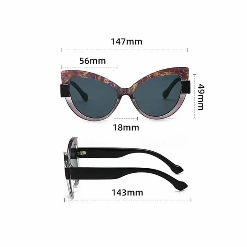 Cat Eye Oversized Sunglasses for Women Ins Personality with UV Protection Sun Glasses Pink Green Party Casual Eyewear