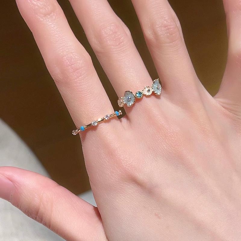 Элегантное перламутровое эмалевое синее кольцо 2025 года для девочек – уникальный, изысканный, легкий роскошный дизайн