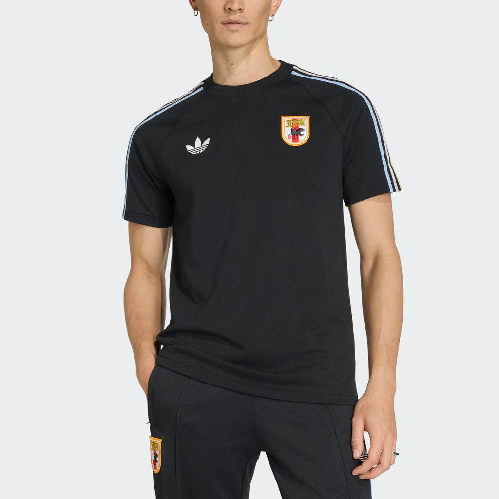 adidas Оригиналы Япония Ретро Футбол Повседневная Культура Облегающий Крой Вязаный В Полоску Футболка С Коротким Рукавом Мужские Топы KA1521