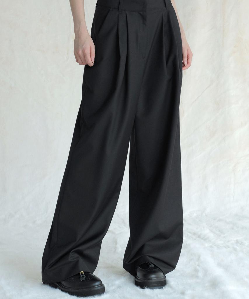 AVANDRESS Two-Tuck Slacks 101 Olive