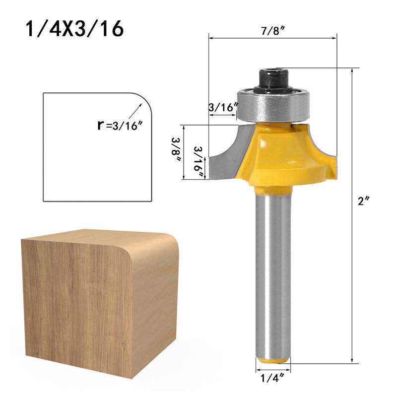 Набор фрез для закругления кромок с хвостовиком 1/4 дюйма, набор фрез для обработки дерева, набор фрез для закругления углов и формирования кромок