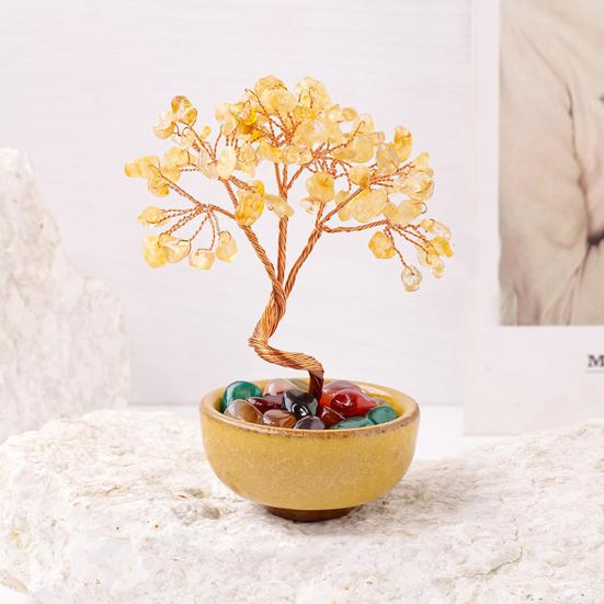 Хрустальное дерево ручной работы, целебное хрустальное украшение, домашний декор, настольное хрустальное дерево в горшке для удачи, позитивной энергии, богатства, исцеления Рейки