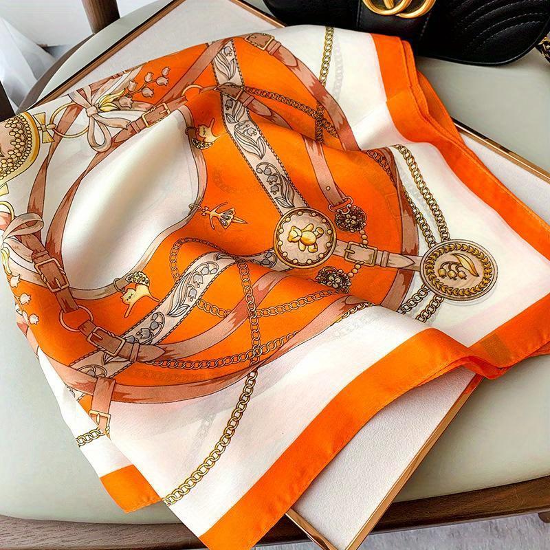 Luxury 70cm Square Simulated Silk Scarf For Women Hijab Hair Bands Neckerchief Female Shawl Ribbon Headband Fashion Wraps Bandana
