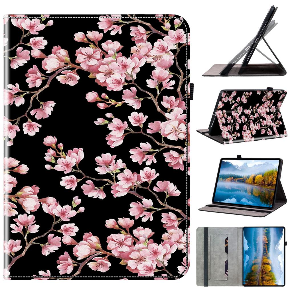 Plum Blossom Pattern Flip Wallet PU Leather Tablets Case with For Samsung Tab A 10.1/Tab A 8.0/Tab S6 Lite/Tab S7/Tab S8/Tab S9/Tab A7/Tab A8/Tab A9..