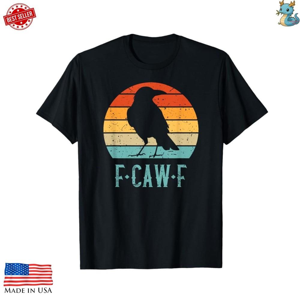 Футболка с принтом F Caw F Crow Черная птица Графика Забавная Винтажная Юмористическая Футболка Унисекс