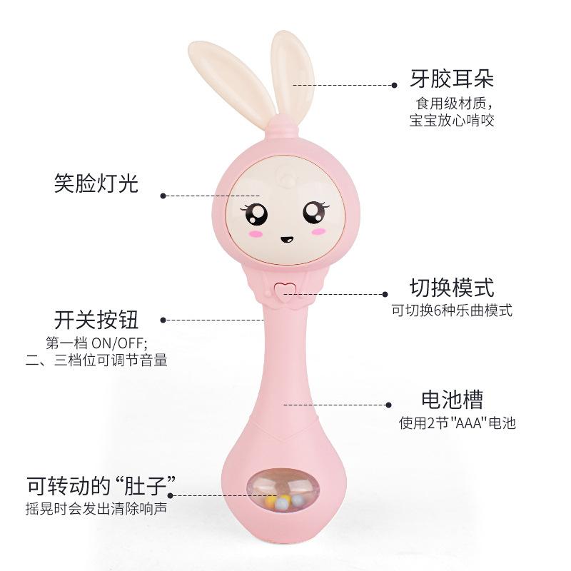 New Sand Hammer Electric Light Music Hand Shake Rhythm Stick Silicone Teether Bite Baby Toys Rattle