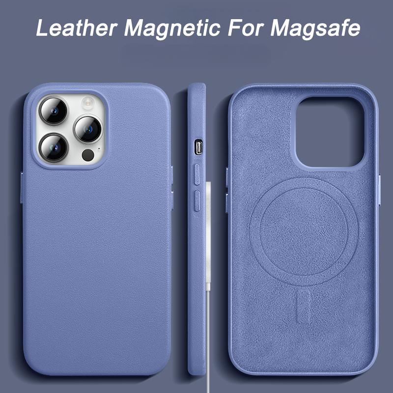 Роскошный кожаный магнитный чехол для IPhone 15 Pro Max 14 13 Pro Max Plus Mini для чехлов для телефонов Magsafe с беспроводной зарядкой и задней противоударной крышкой
