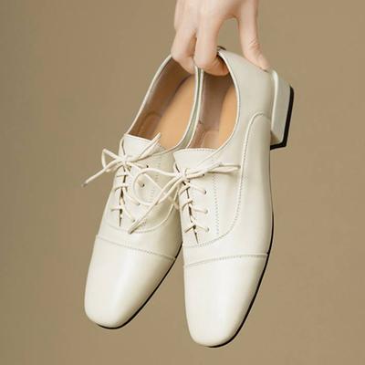 Туфли Krazing Pot из коровьей кожи с квадратным носком, размер 43, толстые низкие каблуки, модные офисные женские туфли с глубоким носком, осенние туфли-лодочки