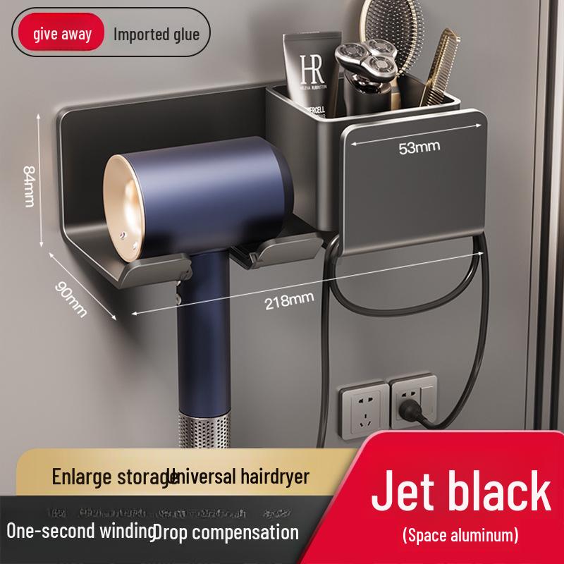 Настенный держатель для фена без отверстий для хранения в ванной комнате