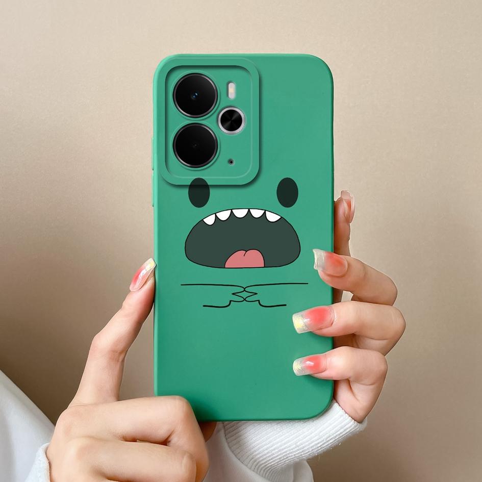 Cover Case For Oppo Realme 14T 14 14X Narzo 10 30 60 P3 C75x A5 Pro Cute Cartoon Dinosaur Pattern Liquid Silicone Anti Fingerprint Shell For Oppo Capa