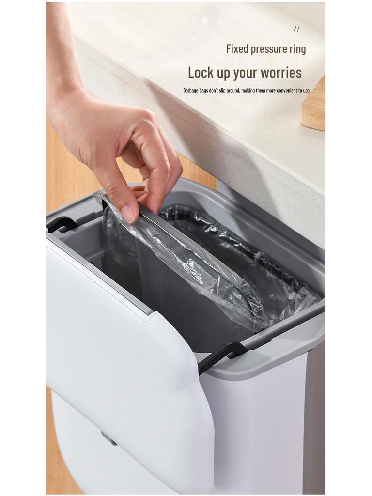 Складное кухонное мусорное ведро - Подвесное на дверцу шкафа и настенное с выдвижной крышкой для хранения бытовых отходов и гигиены