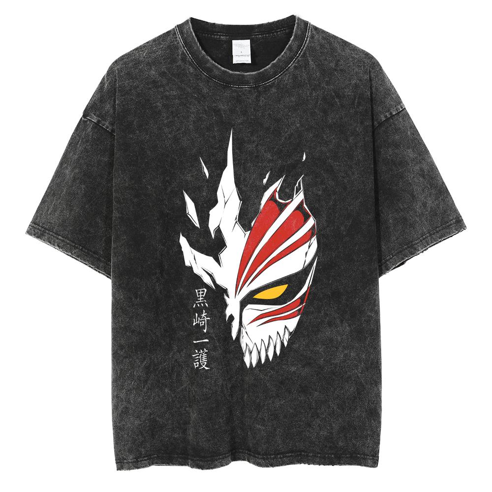 Japanese Cartoon Bleach Zaraki Kenpachi Graphic Print T-shirt Men Women Harajuku Fashion O-neck Cotton Casual Oversized Short Sleeve Summer New Tee