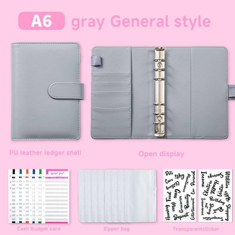 Customizable Printing Logo A6 Leather Loose-Leaf Notebook Cash Budget Planner Creative Planner Binder Gift