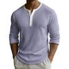 Мужской однотонный топ с рубчатой текстурой, на пуговицах, с круглым вырезом и длинными рукавами