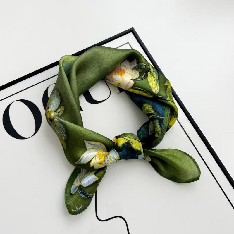 100% Pure Silk Square Scarf 53x53cm Lightweight Floral Print Womens Fashion Accessory Office