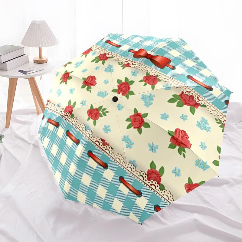1pc Floral Basket Automatic Opening/Closing Folding Umbrella with 8 Ribs,Portable Sunshade Umbrella Birthday and Holiday gifts yy251231132