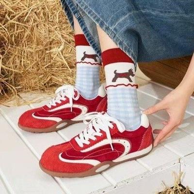 Ретро немецкие тренировочные кроссовки женские 2025 новая осень на плоской подошве универсальные повседневные кеды мягкая подошва женские кроссовки Форрест Гамп