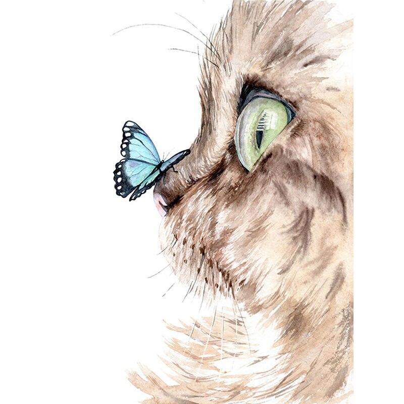 Новый 5D DIY алмазная живопись кошка/бабочка Алмазная вышивка животное вышивка крестиком полная круглая дрель ремесла домашний декор подарок
