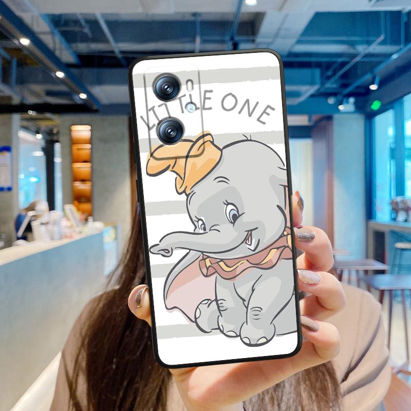 Милый мультфильм Дамбо для OPPO Find X6 X5 X3 A54S A5 A94 A16 A53S A57 A74 A72 A98 A78 A96 A9 5G черный мягкий чехол для телефона